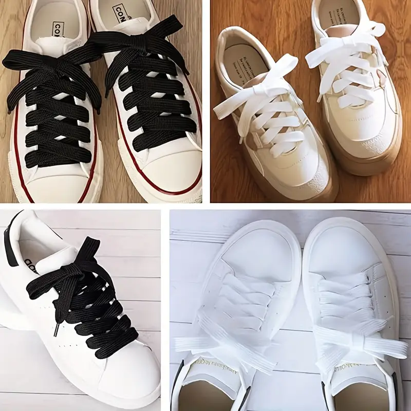 Flache Schnürsenkel 8 Mm Breit Für Sneaker & Stiefel - In Schwarz, Weiß Oder Bunt Flache Schnürsenkel 8 Mm Breit Für Sneaker & Stiefel - In Schwarz, Weiß Oder Bunt