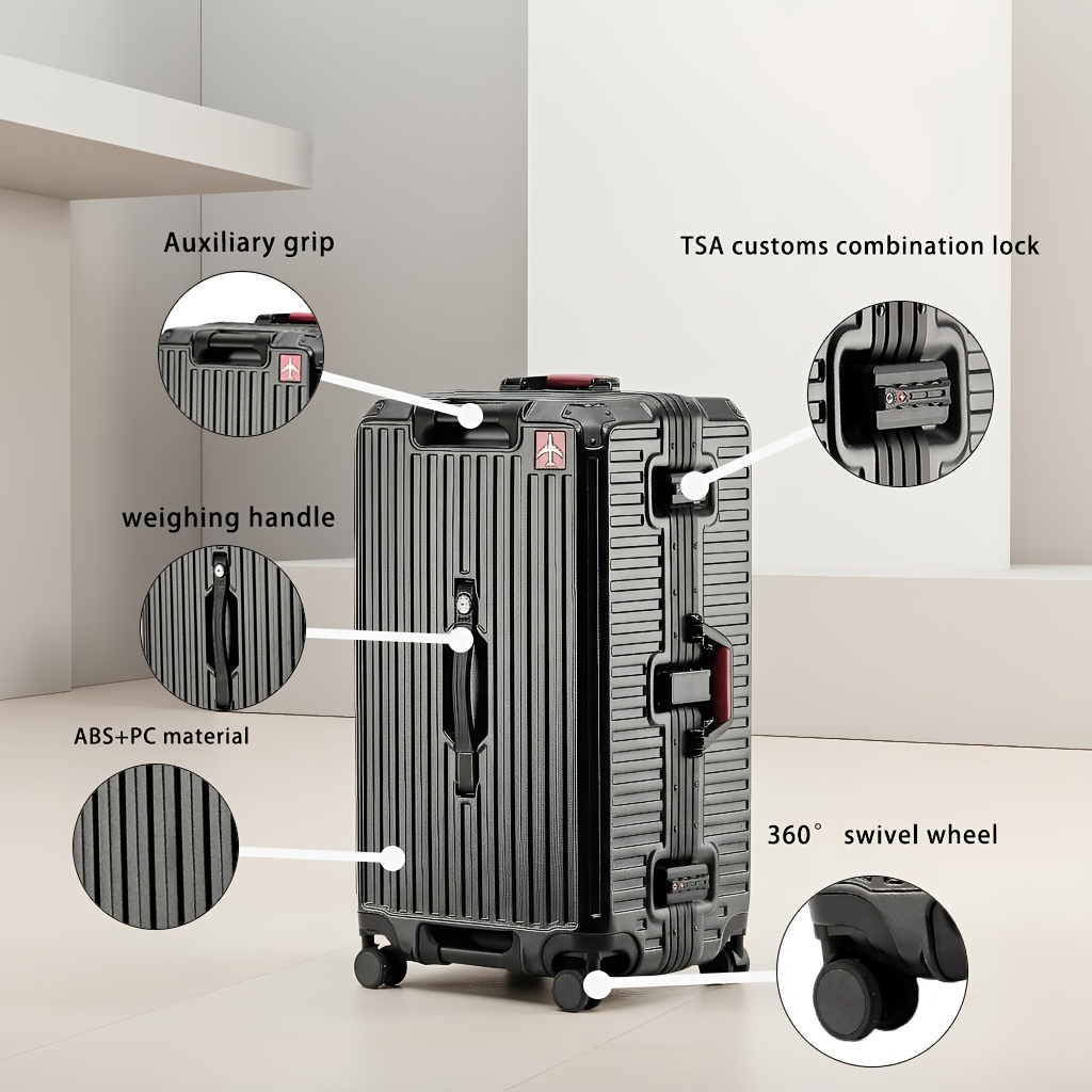Lightweight High-Capacity Suitcase with Thickened ABS+PC Material