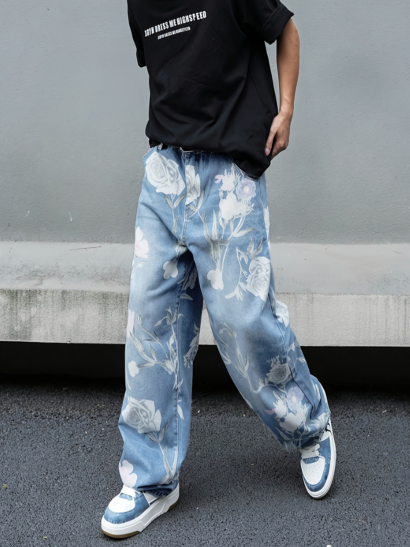 Jeans Baggy Pantalones Vaqueros Estampados Hombre Pantalones