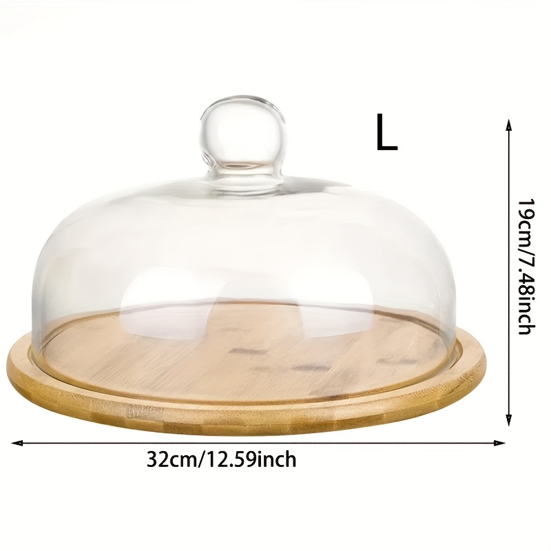 Image of 1set Wooden Glass Cake Plate Serving Tray, Decorative Tray Home Serving Tray Suitable For Family, Party, Restaurant, Picnic Wedding Celebration Events, Party Serving Tray