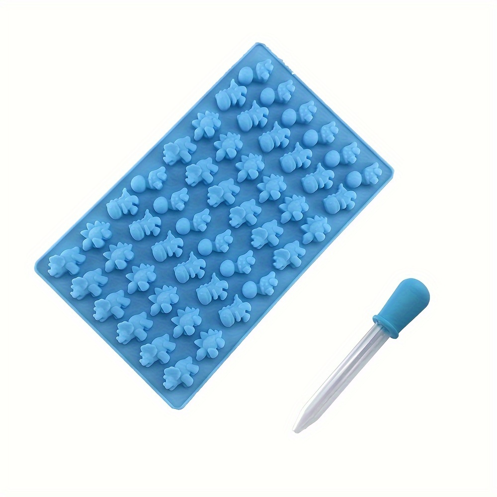 Image of 1pc Cute Little Dinosaur Silicone Mold, Chocolate Candy Jelly Pudding Baking Pastry Decoration Mold With Dropper