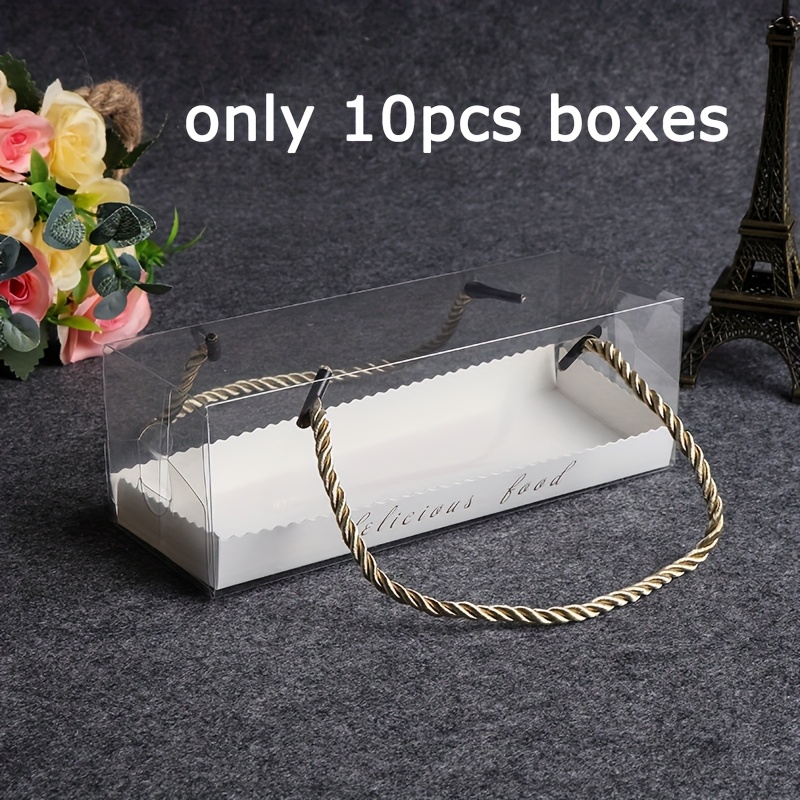 TEMU 10個セット、透明窓付きロープハンドルギフトボックス 長方形プントディスプレイケース 花や人形に最適 結婚式・誕生日・ハロウィン・クリスマスなど万能パッケージングボックス