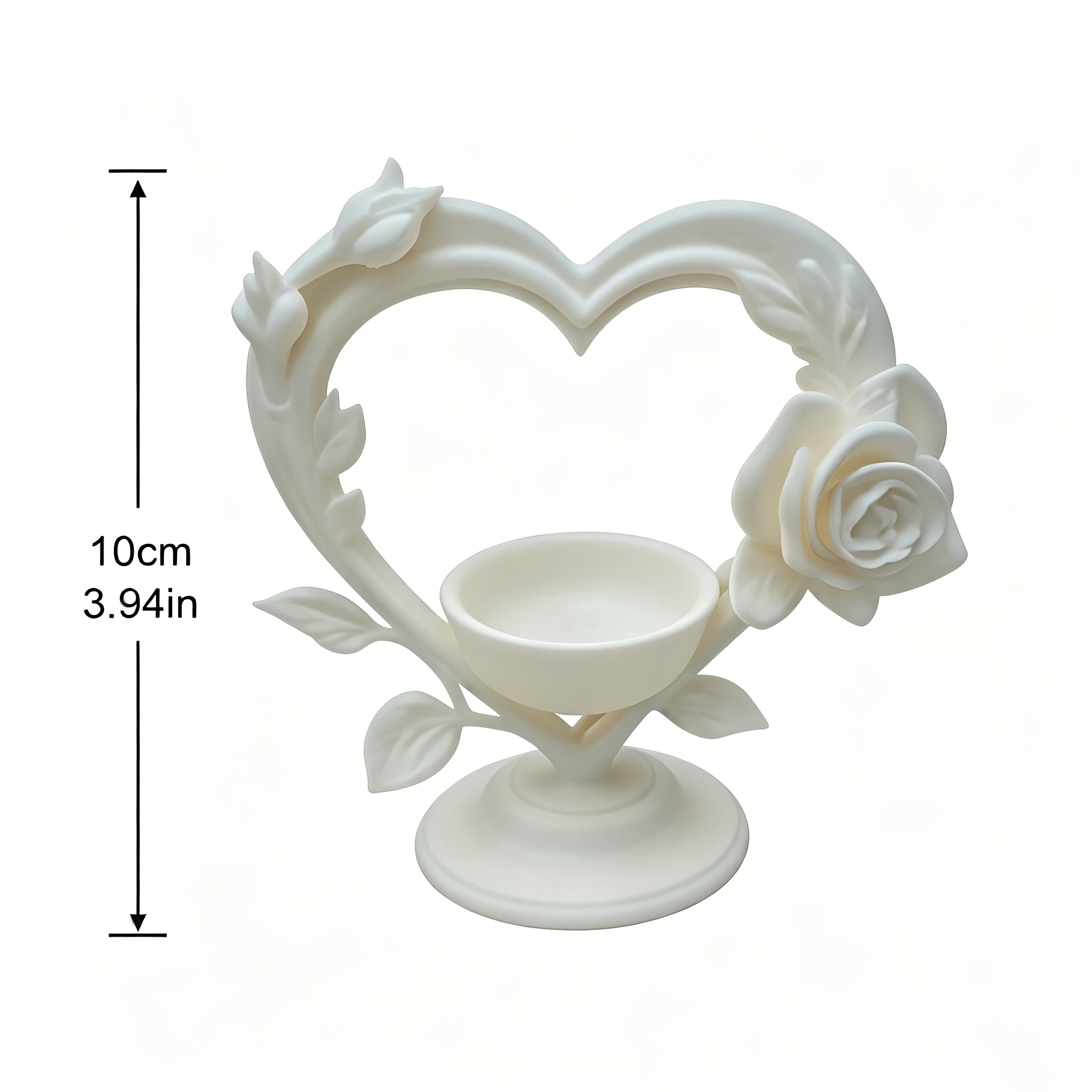 TEMU 1pc, Heart Rose Led Candle Holder, Wedding/valentine's Decor Ornament, Multifunctional Decorative Holiday Candle Holder, Suitable For Offices,