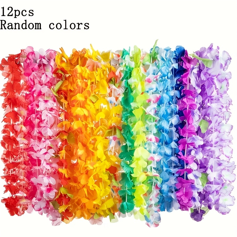 12 36pcs of assorted   bright polyurethane tropical flower garlands suitable for beach parties birthdays   and more random   party decor colorful lei sturdy polyurethane   decorations