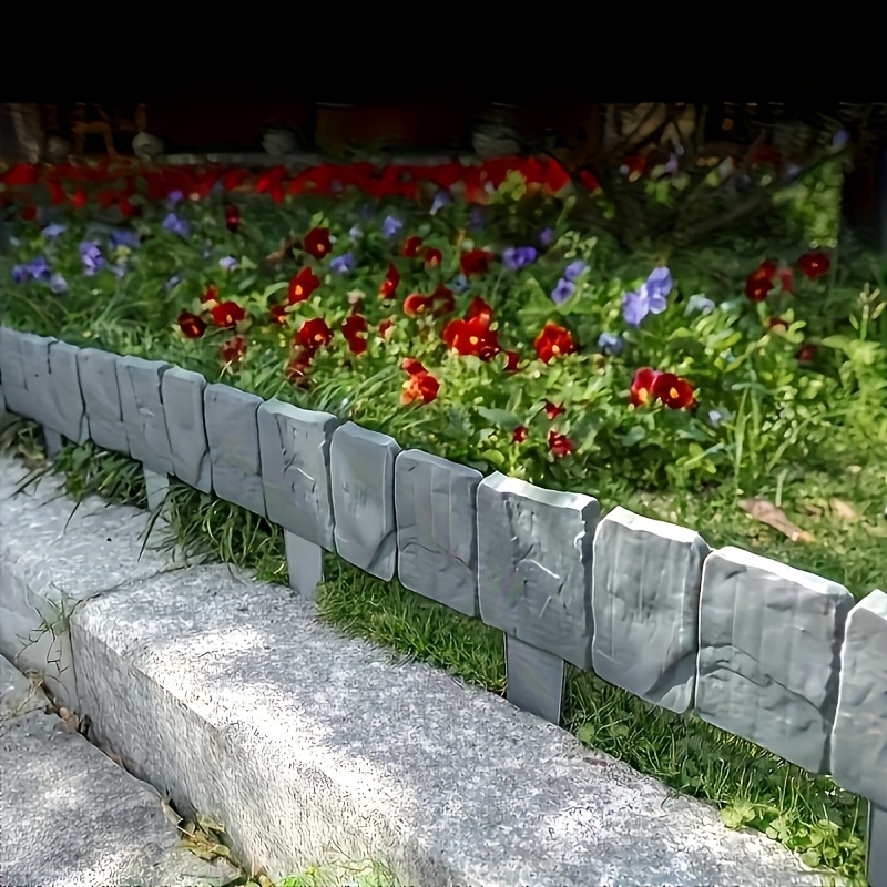 100 kosov sivih plastičnih robov za vrt z učinkom kamna, okvir za cvetlične gredice, ograja za dekoracijo vrta in dvorišča