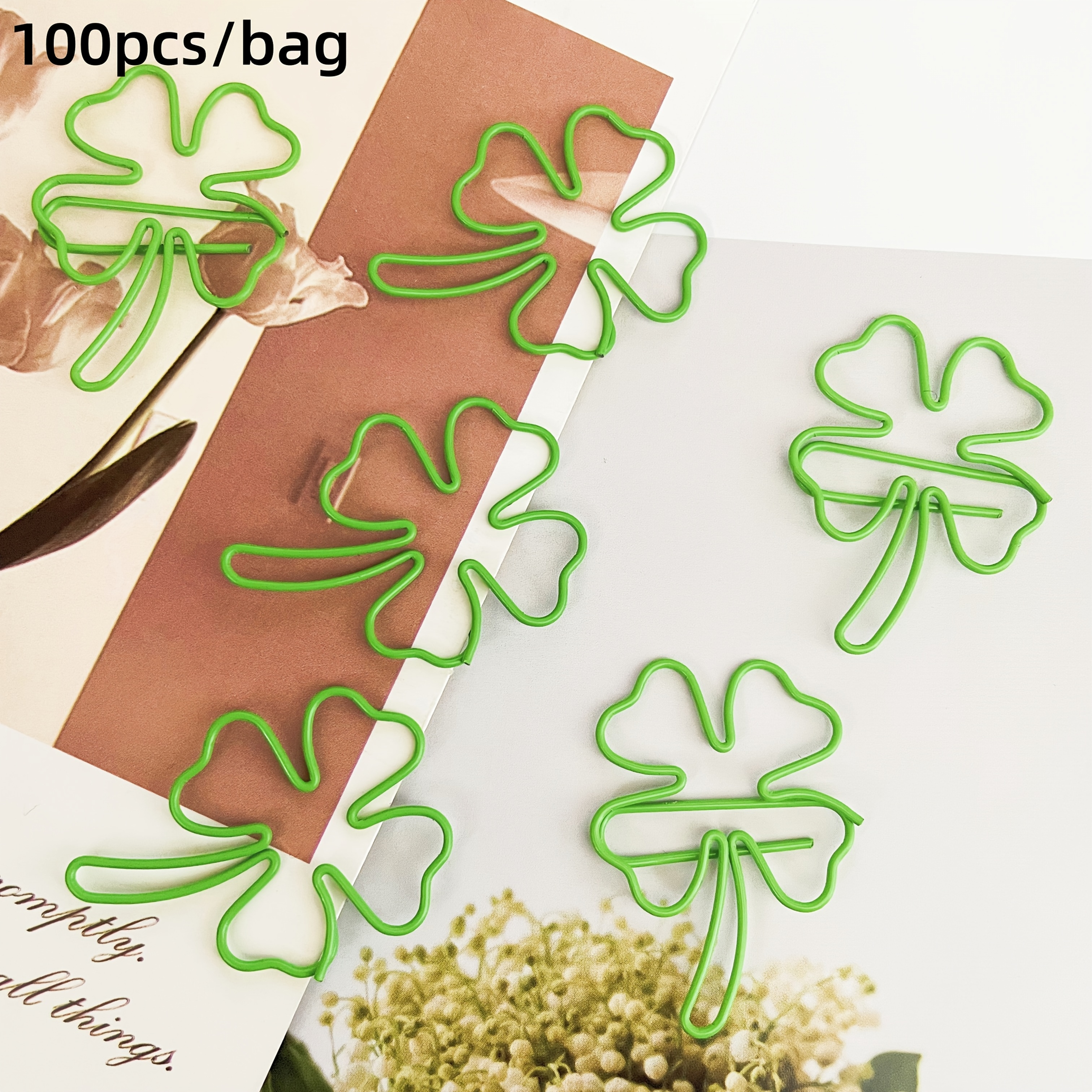 30/50/100pcs Shamrock Clover Shaped Paper Clips Great For Paper Clip Collectors Or Office Wedding Gift