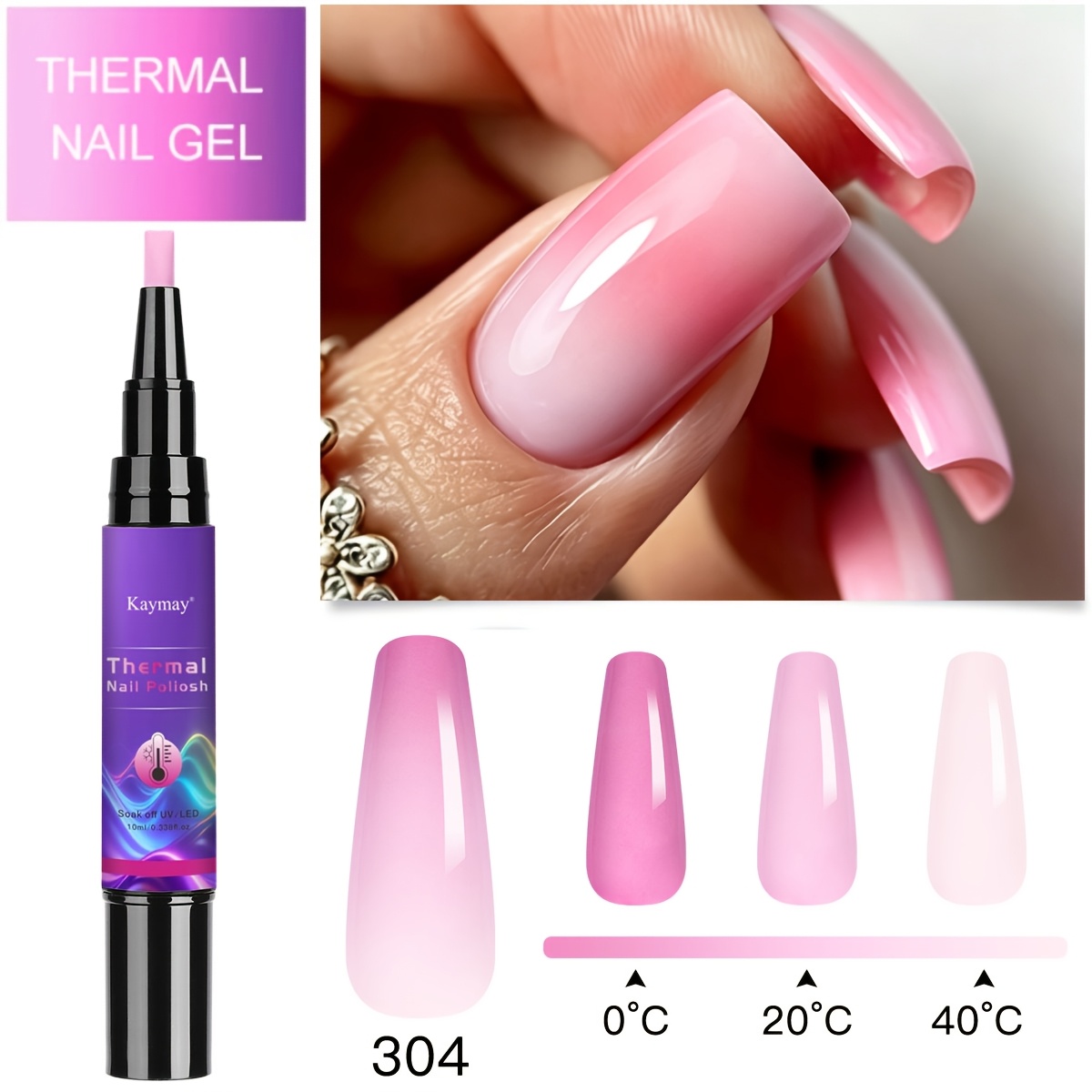 6 Colors Temperature -step Nail Polish Gel 10ml Color With Temperature, Glossy, Durable, Long-lasting, Needs /led Lamp To, Easy To Apply, Suitable For Travel And Parties