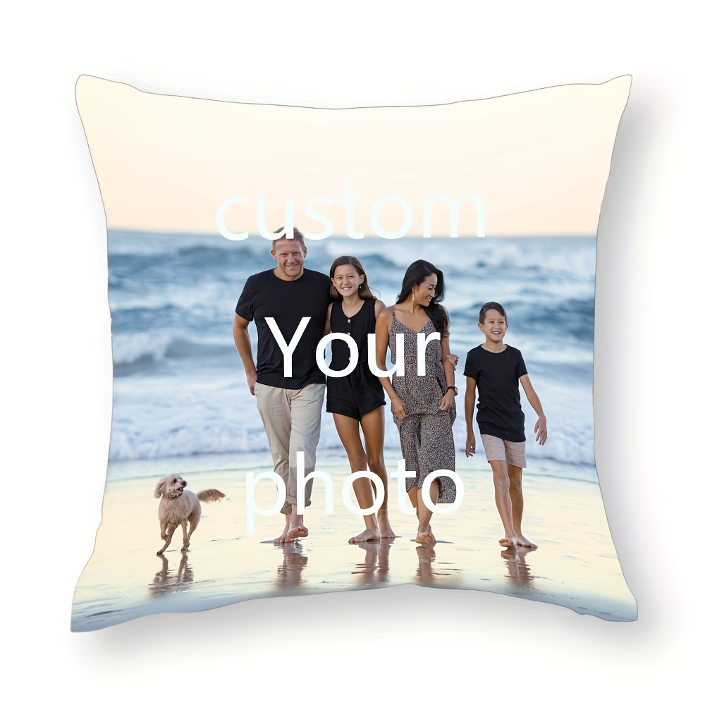 

1pc, Customized Photo Short Plush Pillowcase, Commemorative Photo, Customized Photo, Text, Logo, 18x18 Inches, Single-sided Printing, Suitable For Sofas, Living Rooms, Cars, No Pillow Core
