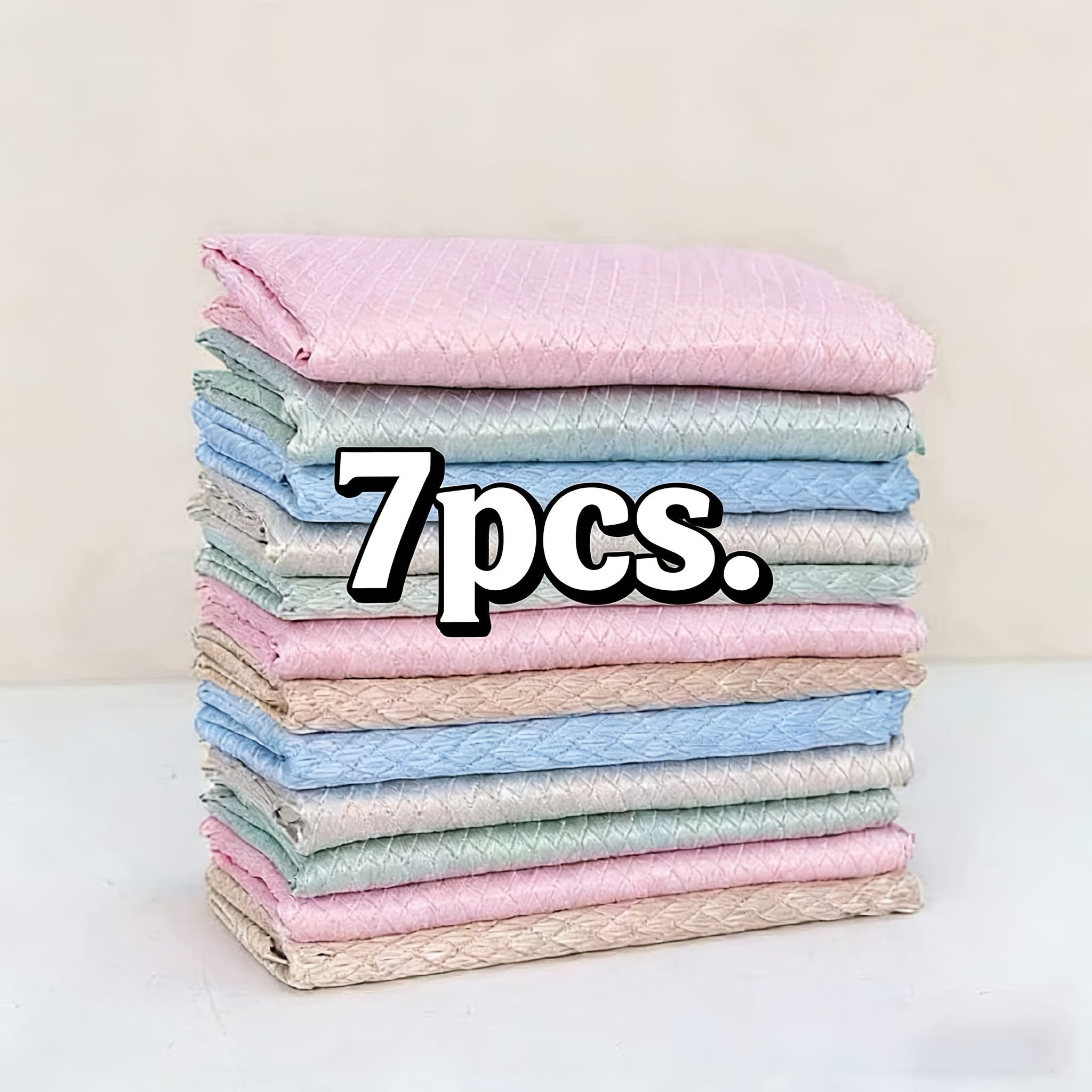 TEMU 7pcs Fish Scale Cleaning Cloths, Streak-free Wiping, Glass Cleaning Cloths, No-shed Cleaning Rags, Household Cleaning Cloths For Kitchen