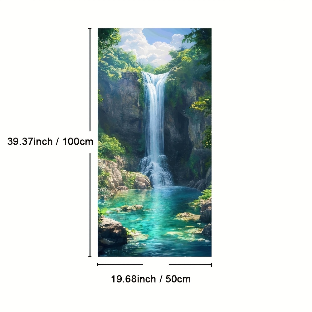 TEMU 1pc Framed Tropical Large Wall Art Decor, Waterfall Large Wall Art, Greenery Horizontal Wall Decor, Posters, Paintings, Clear Water Art Prints,
