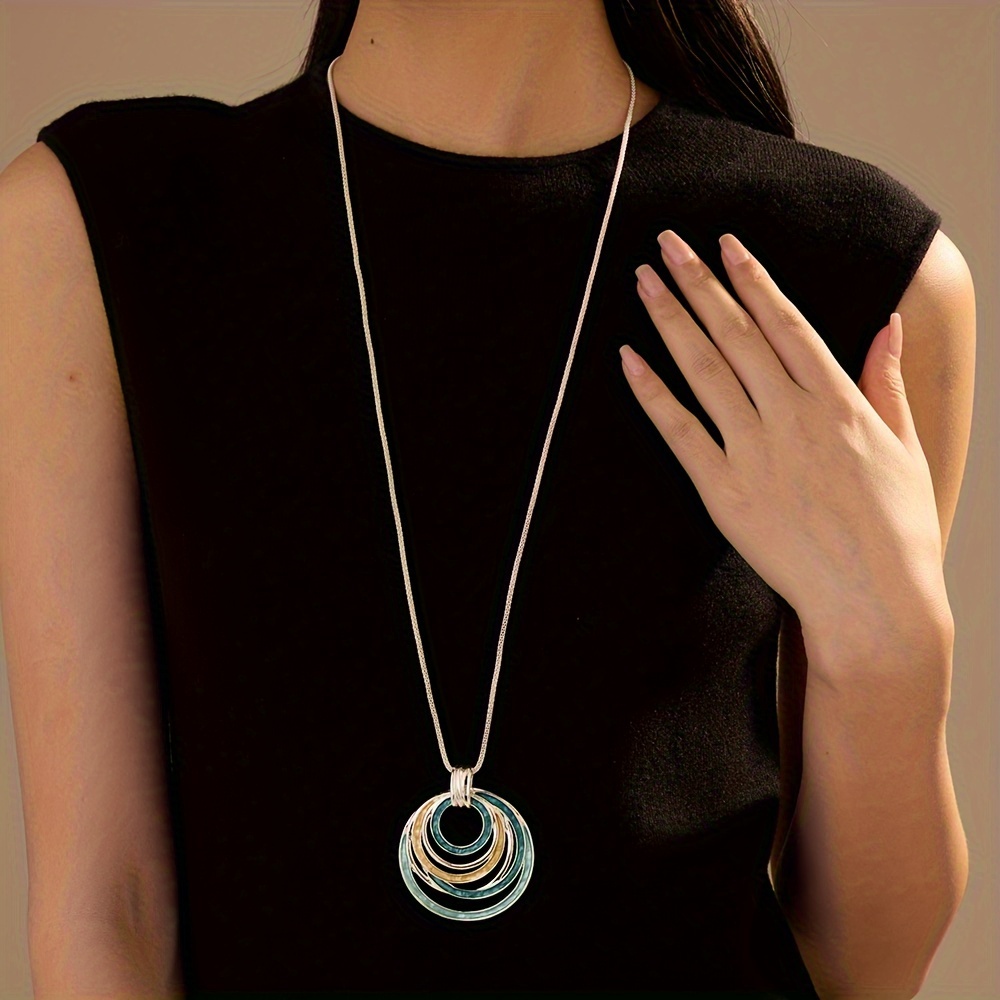 Bohemian Enamel Round Pendant Necklace