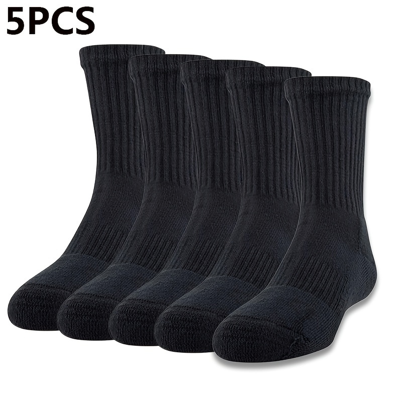 TEMU 5 Pairs Of Men' Color Anti Odor & Sweat Absorption Crew Socks, Comfy & Breathable Socks, For Daily And Outdoor Wearing, Wearing