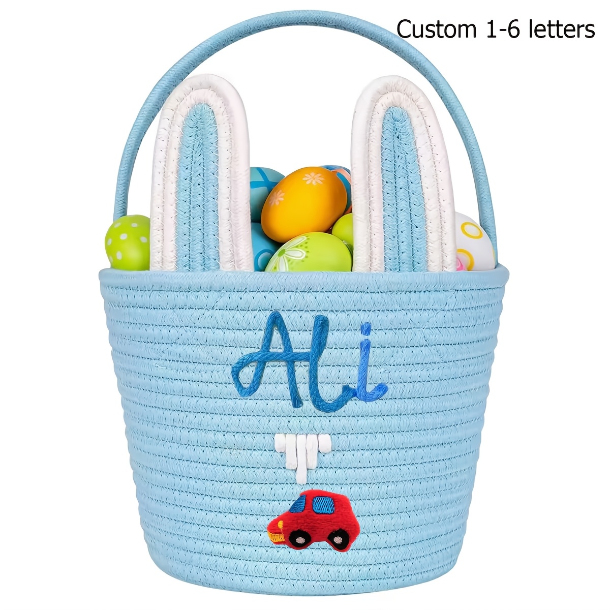 Personalized Custom Name Woven Rabbit Storage Basket