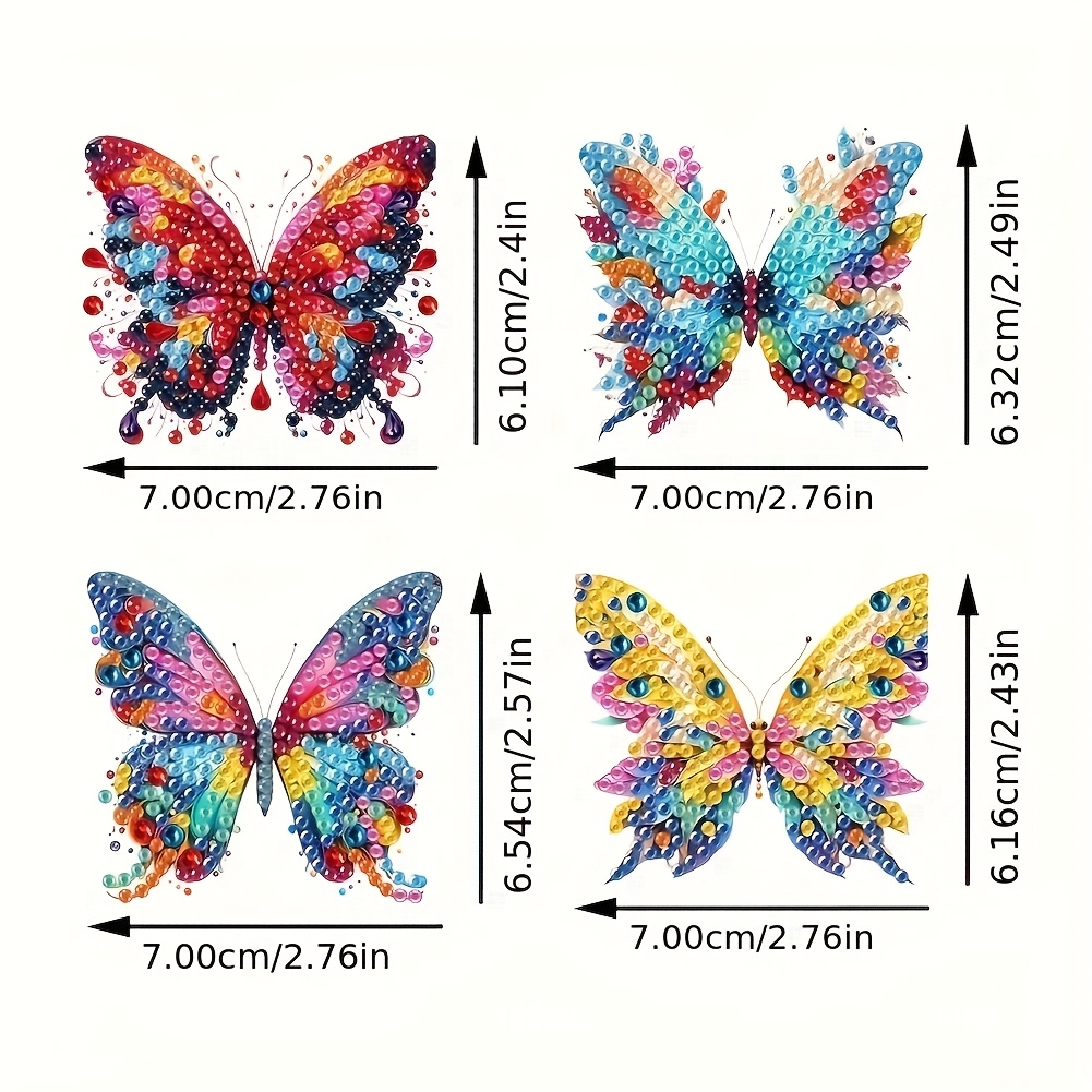 4pc Butterfly Theme DIY Crystal Diamond Painting Brooch Kit