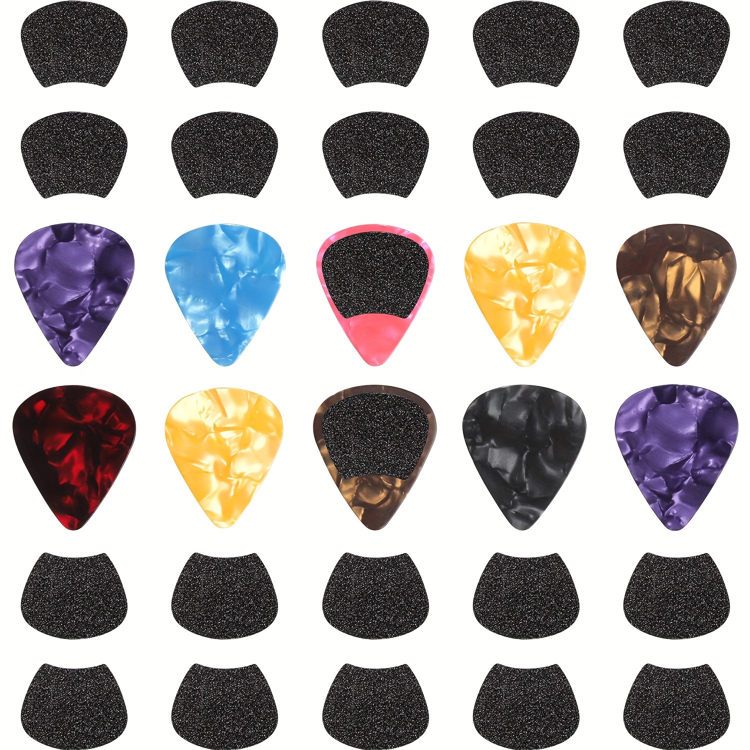 

60-piece Anti-slip Guitar Pick Grips Set With 10 Random Color Picks, Self-adhesive Plectrum Holder Kit, Assorted Thickness Guitar Accessories For Grip And Control