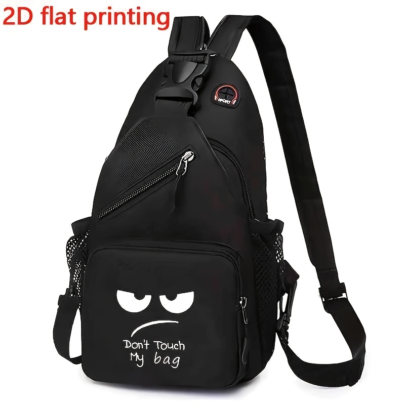 TEMU 1pc Fun " " Print Crossbody Bag - Large Capacity With Adjustable Shoulder Strap, Zipper Closure - Suitable For School, Travel, Work, Daily Use -