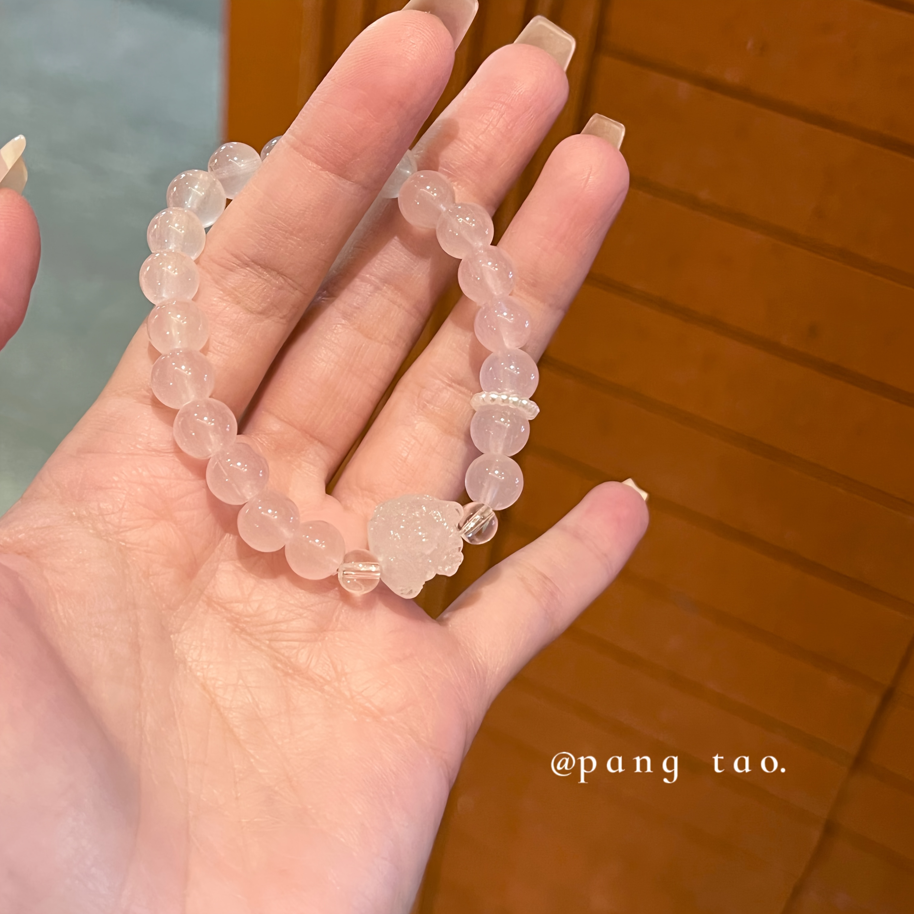 Women's Peach Blossom Crystal Bead Bracelet, Romantic Design