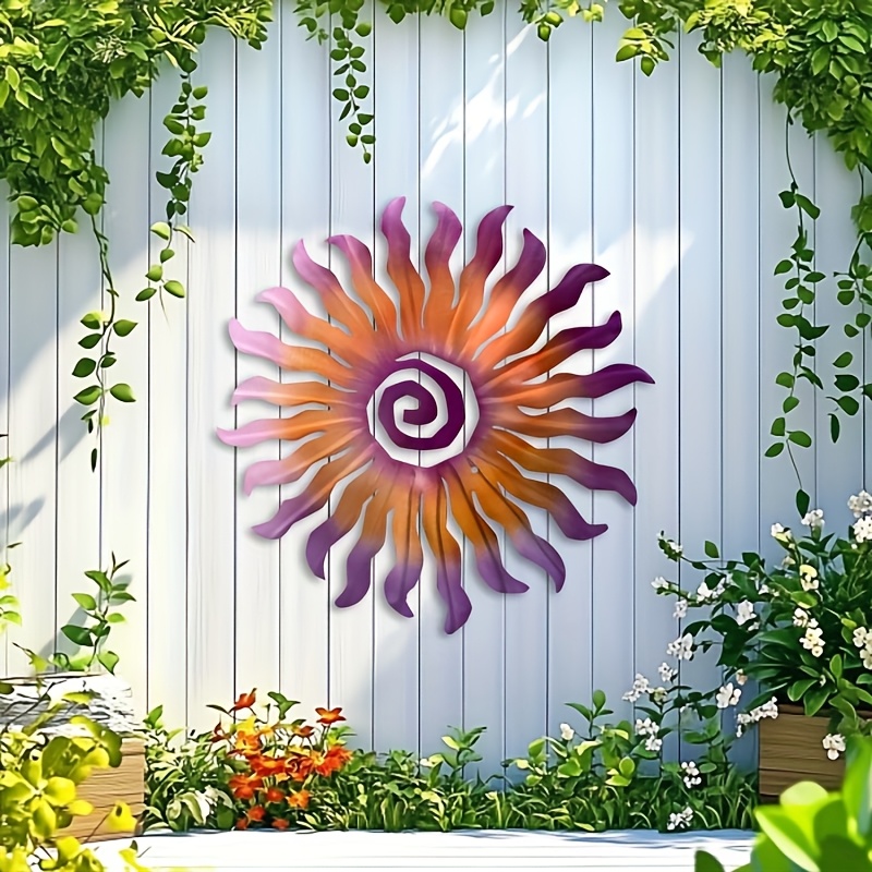 TEMU 1pc Sunflower Metal Wall Art, 15.75x15.75 Inches - Vivid Indoor/outdoor Decor With Authentic Petals And Stems, Perfect For Home, Patio, Balcony,