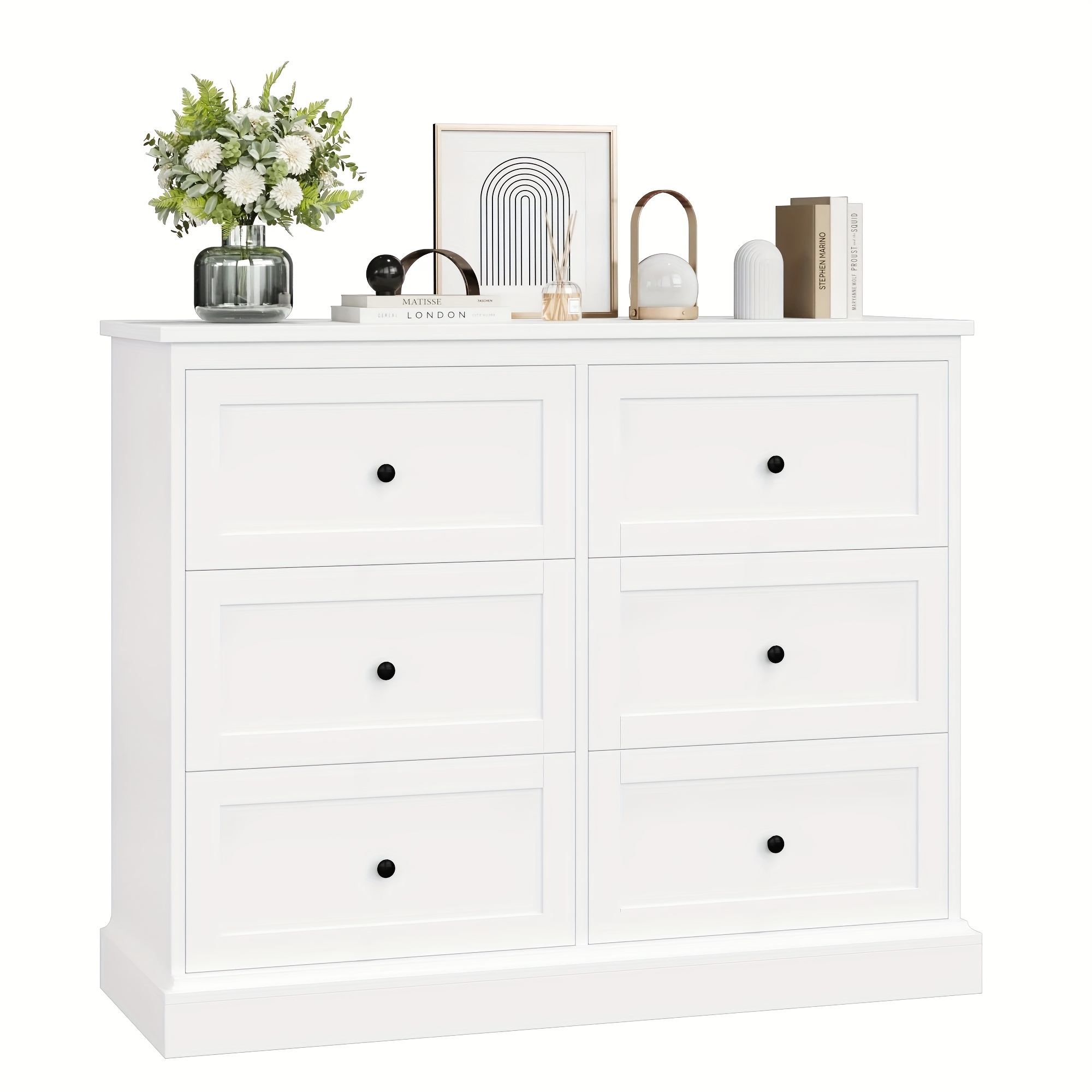 TEMU Kealive Cómoda de Dormitorio, Armario con 6 Cajones para Almacenamiento en Sala, Pasillo o Guardería, Envío en 2 Paquetes 108x40x87cm