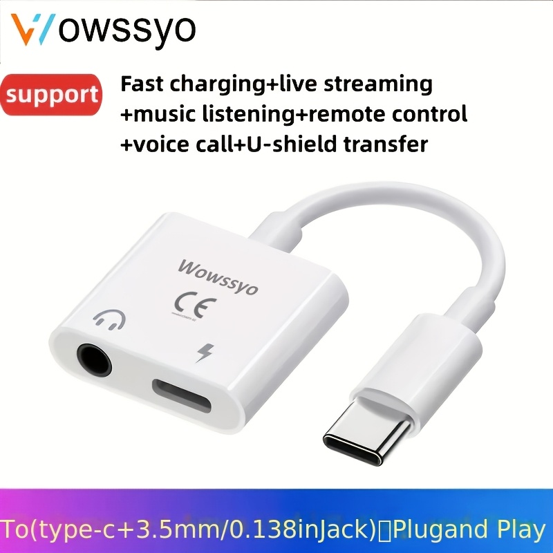 Image of 2-in-1 Type-c To 3.5mm Female Earphone Amplifier Headphone Audio Converter Digital Usb-c Adapter To Usb-c 3.5mm Jack Audio Cable Earphone Cable