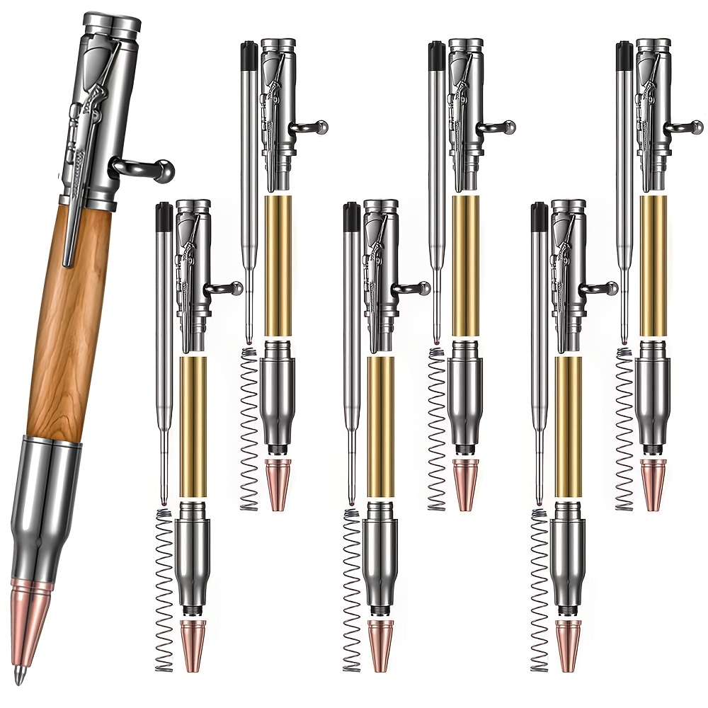 Image of 7pcs Woodworking Screw Set (1 Pen+6 Additions), Men's Wooden Elastic Pen Set, Gift Woodworking Ballpoint Pen Set, Men's Gift Woodworking Handicraft Enthusiast Gift