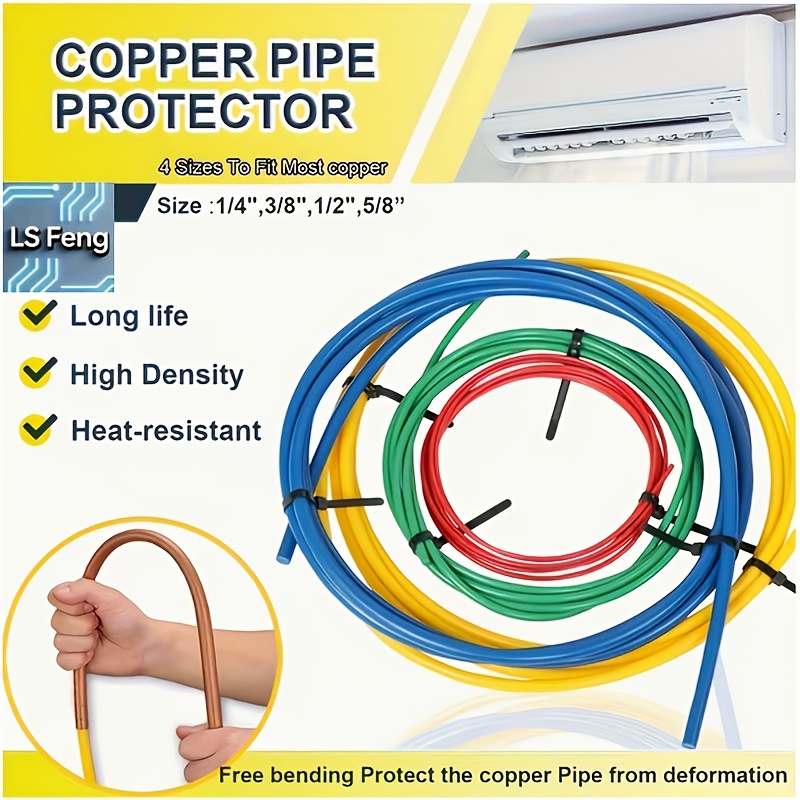 TEMU Jeu de 4 protège-tubes en cuivre pour climatisation, flexible en plastique PE avec couche isolante résistante à la chaleur - -déformation, prise