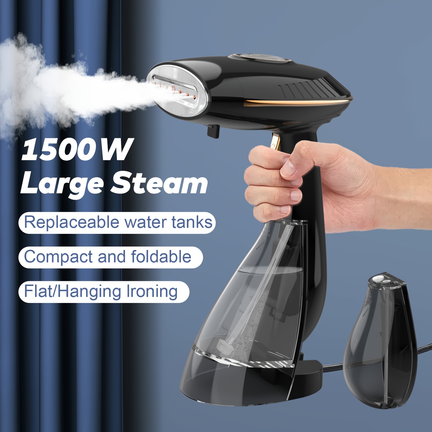 

Pancerka 1500w Portable Handheld Garment Steamer - Powerful For Wrinkle-free Clothes, Continuous Spray, Fast Heating, Large Capacity Water & Fabric Brush, Us Plug, Steam Cleaner