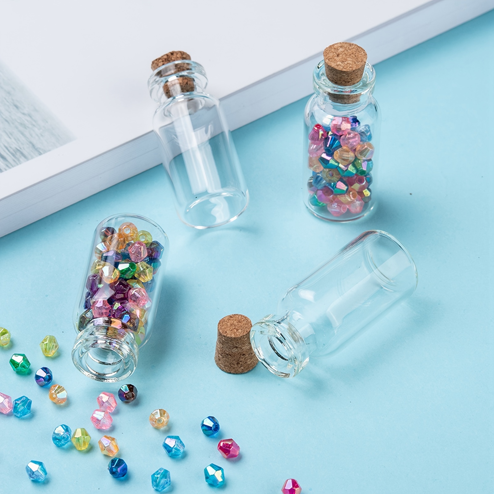

Lot de 20 Mini Bocaux en Verre avec Bouchons en Liège - Bouteilles de Souhaits Transparentes pour Perles, , Bracelets & d'Artisanat, Matériaux de Bricolage