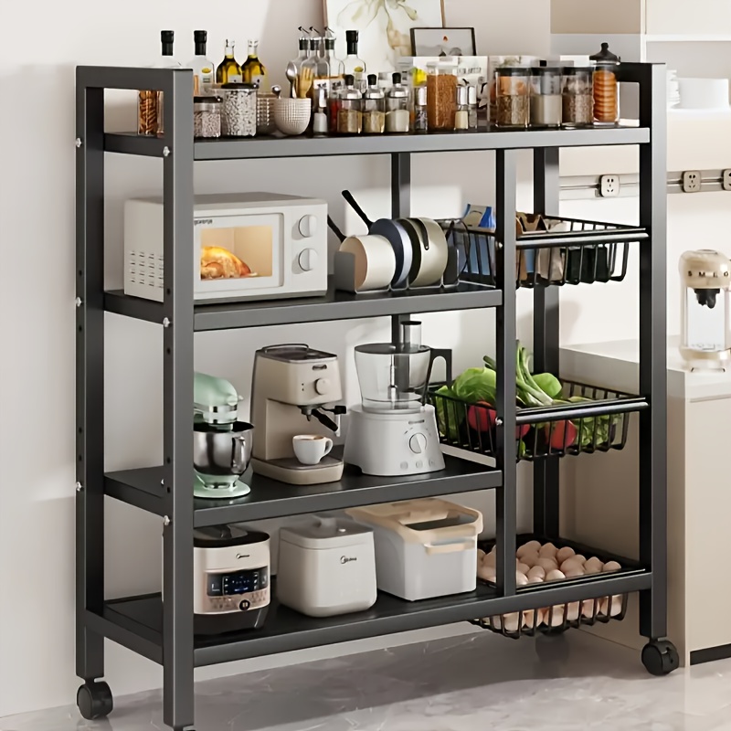 reliable 1pc of Adjustable Kitchen Storage Rack - a Tall Mobile Organizer Featuring Locking Wheels, Space-Efficient Stainless Steel Shelves for The Kitchen And Pantry, Robust Build, Long-Lasting Shelving Unit, Storage Area, And a Versatile Storage Rack 3 reliable 1pc of Adjustable Kitchen Storage Rack - a Tall Mobile Organizer Featuring Locking Wheels, Space-Efficient Stainless Steel Shelves for The Kitchen And Pantry, Robust Build, Long-Lasting Shelving Unit, Storage Area, And a Versatile Storage Rack - Image 3