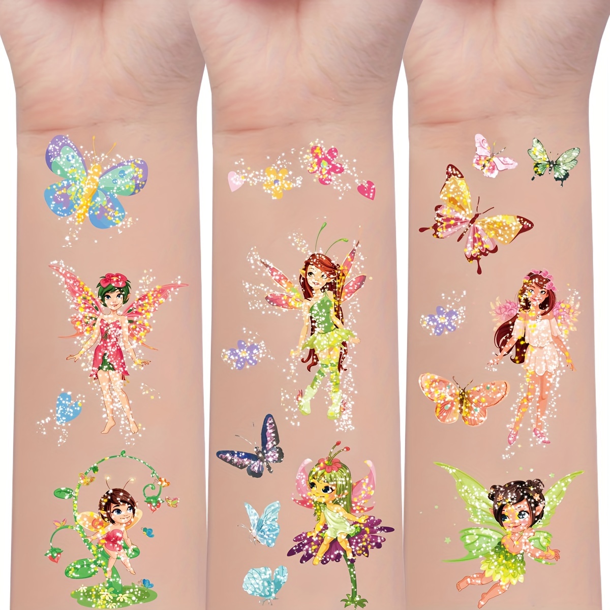 10pcs/Set Temporary Tattoo Stickers, Glitter Butterfly Elf Pattern * Tattoo  Stickers, Body Art Decoration (110 Patterns)