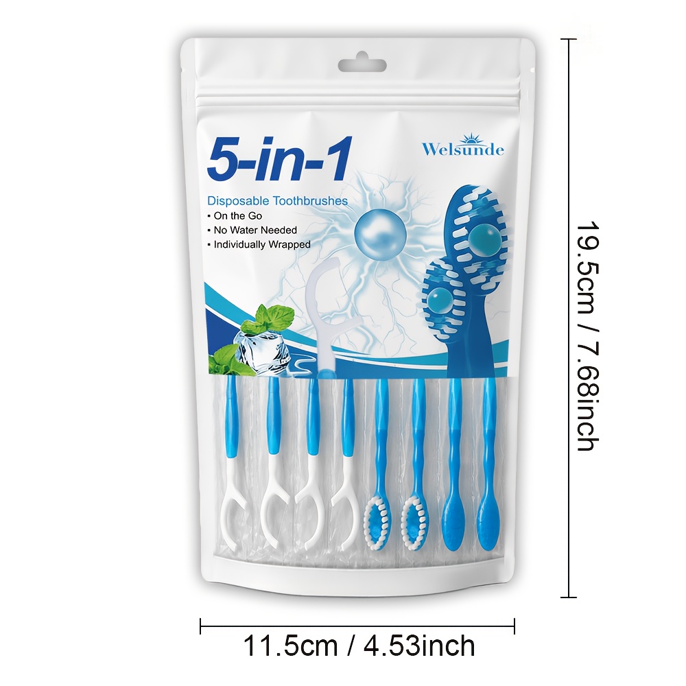 8pcs 5-in-1 Multifunctional Travel Toothbrush Kit