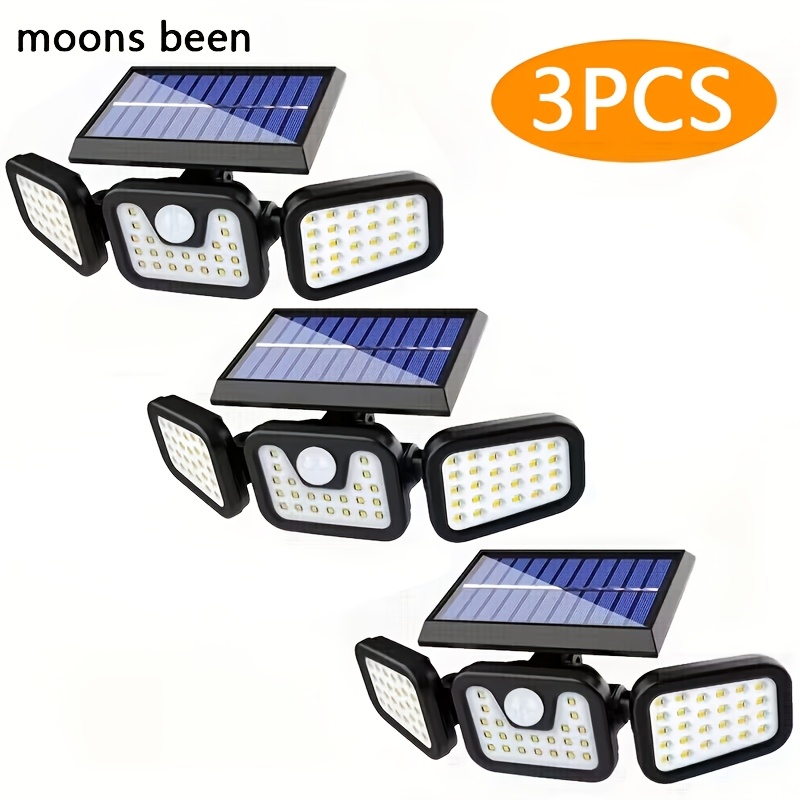 3pcs Led Solar Outdoor Street Lamp, Wide-angle Lighting, Solar Garden Lighting Wall Lamp, 3 Lighting , Detectors With Motion Sensors, Courtyards, , Playgrounds, Hotels, Gardens, Garages, Backyards