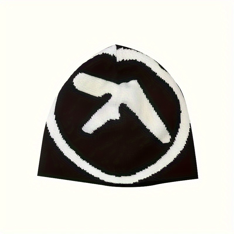 

Y2k Hip-hop Style Knit Beanie Hat – Acrylic Stretchable Skull Cap, Jacquard Design, Couples Cap Without – & White