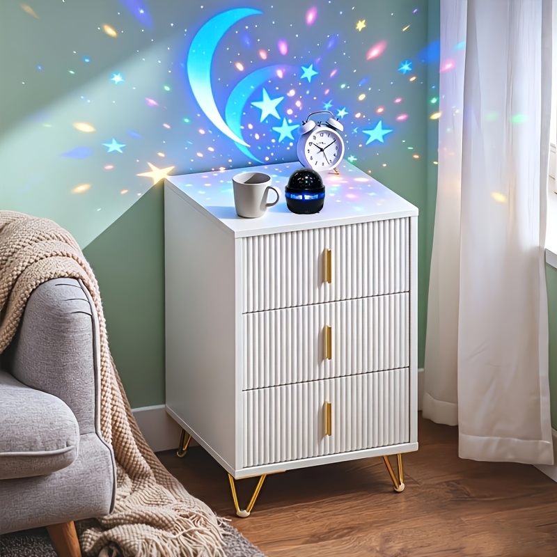 TEMU Modern Starry Sky Moon Projection Lamp, Led Night Light, Rotating Projection Effect, Starry Sky Led Bedroom Ambient Light - Powered Projection