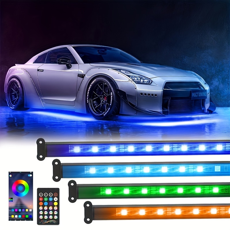 

Set Of 4 Car Chassis Neon Trim Strips, 58 Leds, Rgb, Diy, , With App Control And Remote Control, Chassis Light Strips, Christmas Decoration Gift Packaging, Christmas Lights, Lights