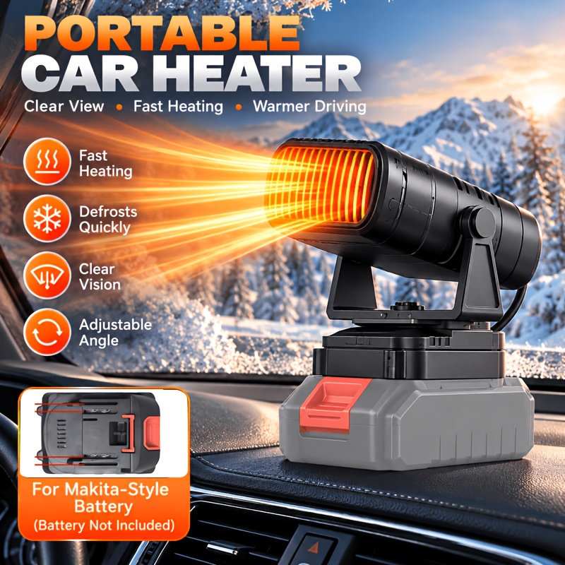 TEMU Portable Lithium - Car Heater; 359° Multi-angle Rotating, Quiet-operation Heater; Compatible With Makita-style ( Not Included); Compact Heater