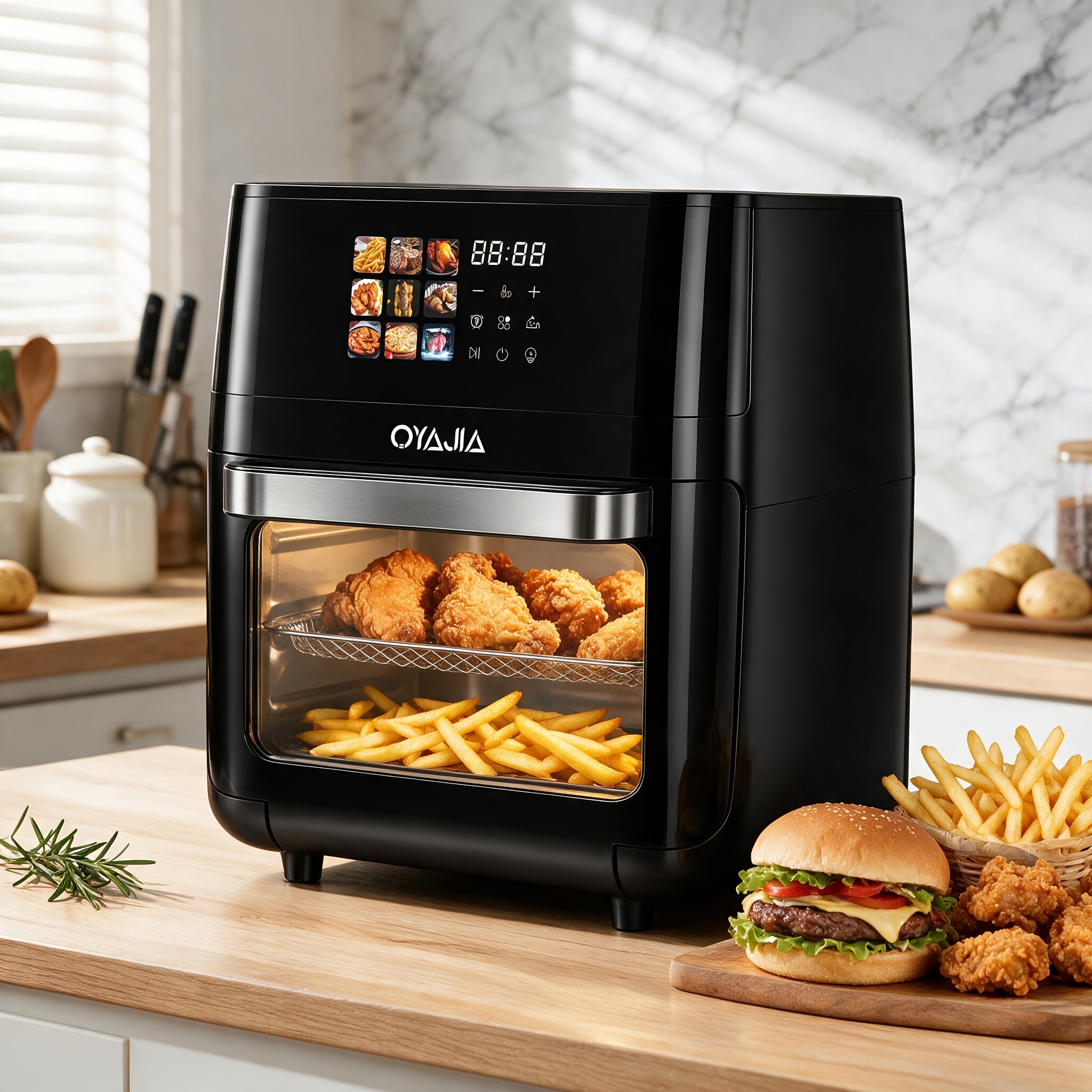 TEMU 9-in-1 in Acciaio Friggitrice ad Aria Tostapane Combinato ( , , Pinze) 15L da Appoggio Programmi Multipli: Fritte, Pizza, , , Costine, Pesce,