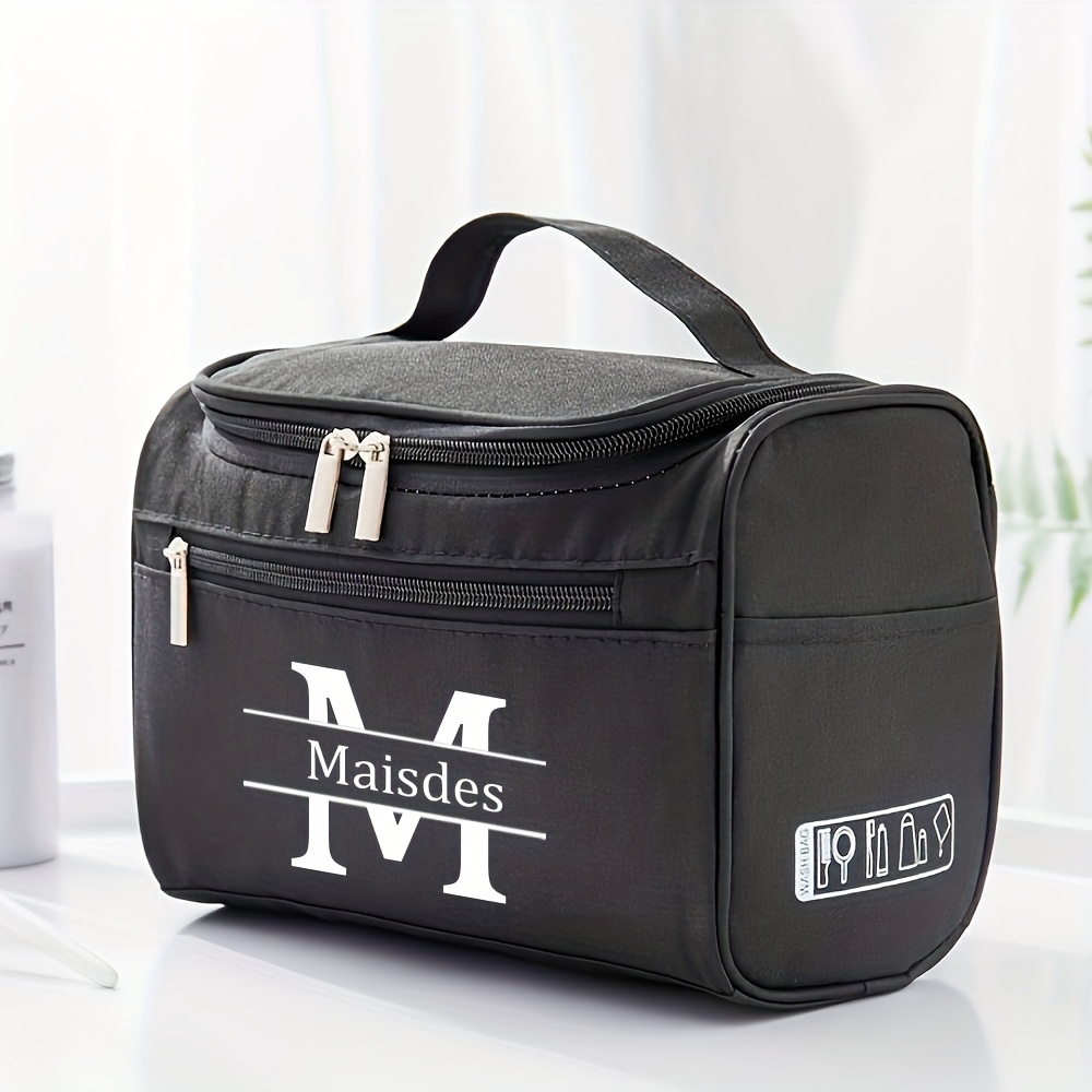 TEMU Personalized Name/logo Custom Toiletry & Travel Bag - Zippered Cosmetic Organizer With Name Tag, Compact Portable Gift For Women/men, / - Add