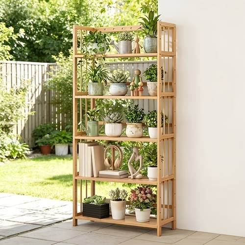 item picture adjustable bamboo plant stand 4 5 tier wooden plant stand natural and multifunctional patio storage rack suitable for patios homes and bedrooms plant storage rack local warehouse
