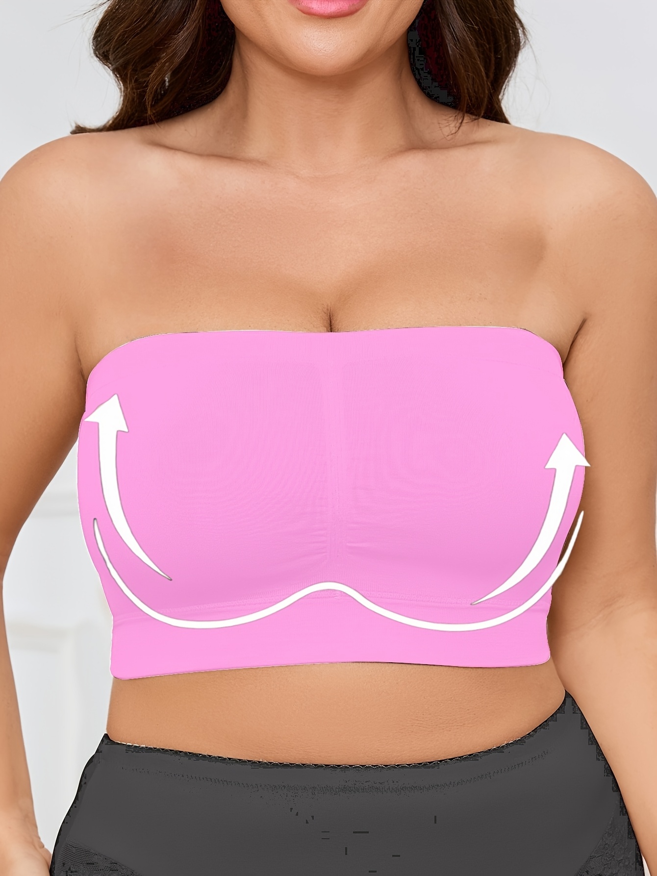 Plus Size Seamless Camisole, Comfortable No-Pad Bralette with Soft Breathable Fabric and Strapless Design