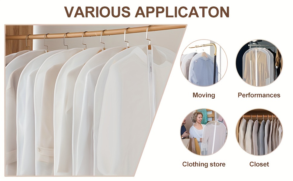 5pcs garment bags for hanging clothes clear garment bag dust proof clothes cover bags peva moth proof breathable clothes protectors with full zipper for closet clothes storage details 2