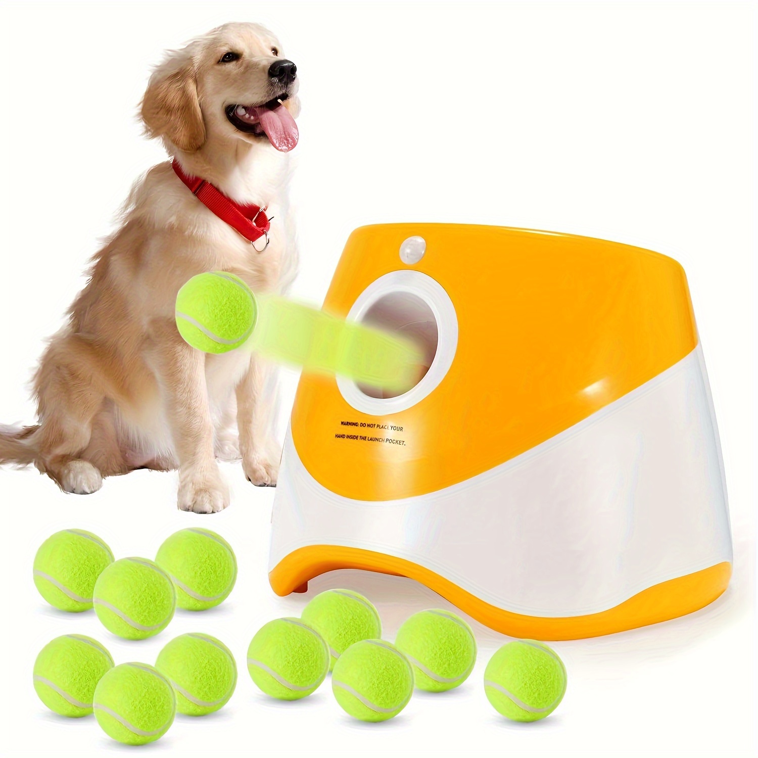 

Automatic Dog Ball Launcher, With 12pcs Tennis Ball 3 Adjustable Distances Settings, Rechargeable Ball Launcher For Dogs, Interacive Dog Toys Thrower Machine Perfect For Small Dogs