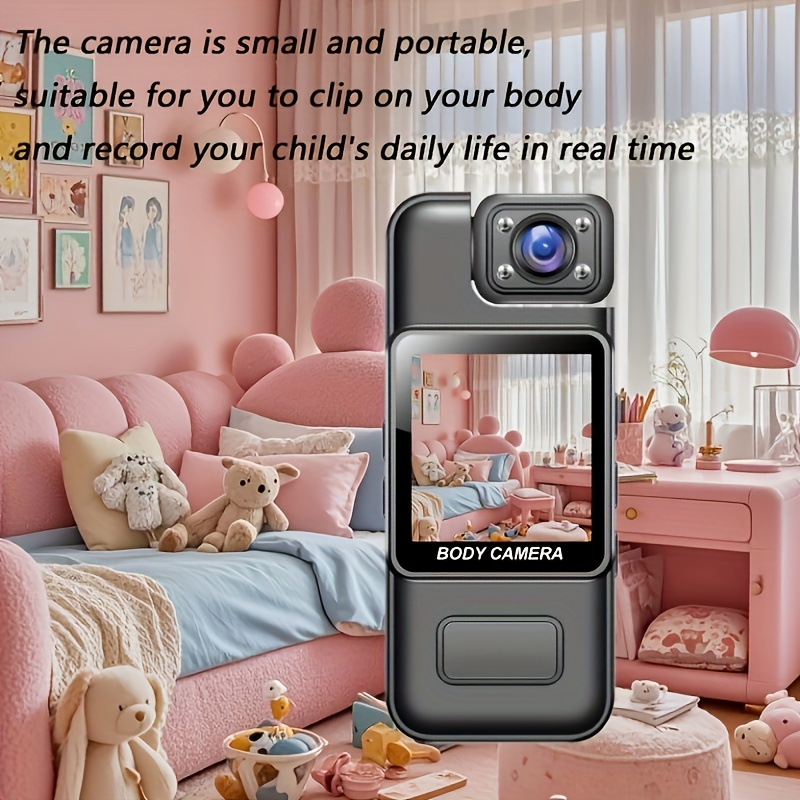 1080p hd wearable sports camera 1000mah rechargeable battery night   180 rotatable lens loop recording usb charging compatible with tablet abs material for outdoor activities ideal christmas gift details 4