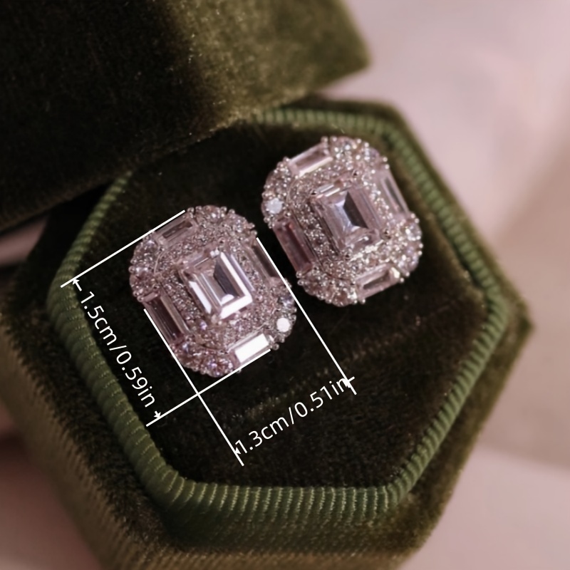 Elegant Zirconia Stud Earrings, Bridal & Anniversary Gift