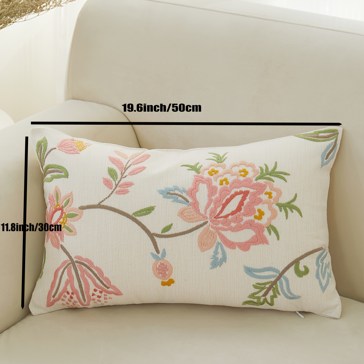 E-shop Bezaubernder 1-tlg. Kissenbezug mit 3D-Blumenstickerei für alle Jahreszeiten, Pendeln, Frühling Sommer, geeignet für verschiedene Umgebungen wie