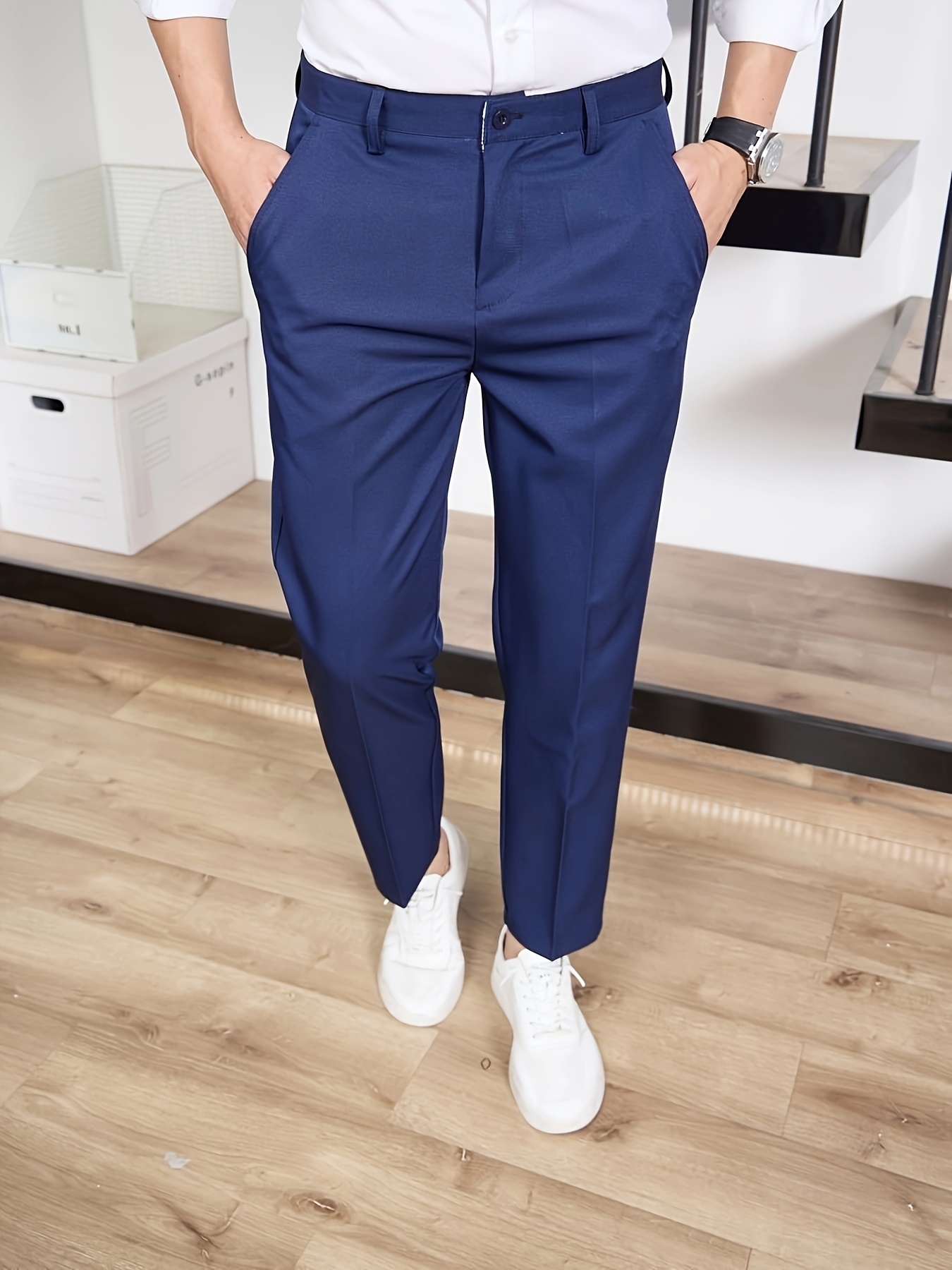 mens fashion semi formal business dress casual work trousers - Temu