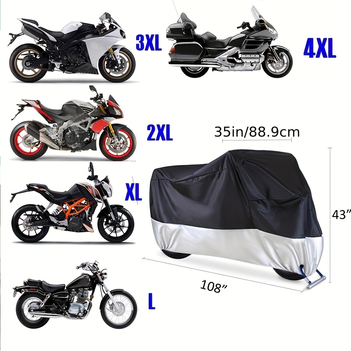  HWHCZ - Fundas de motocicleta compatibles con funda de  motocicleta Quantum, 190T Oxford impermeable cubierta de moto, 8 colores  para interior/exterior (color: D, tamaño: XXL (96,498,080.7 in) : Automotriz
