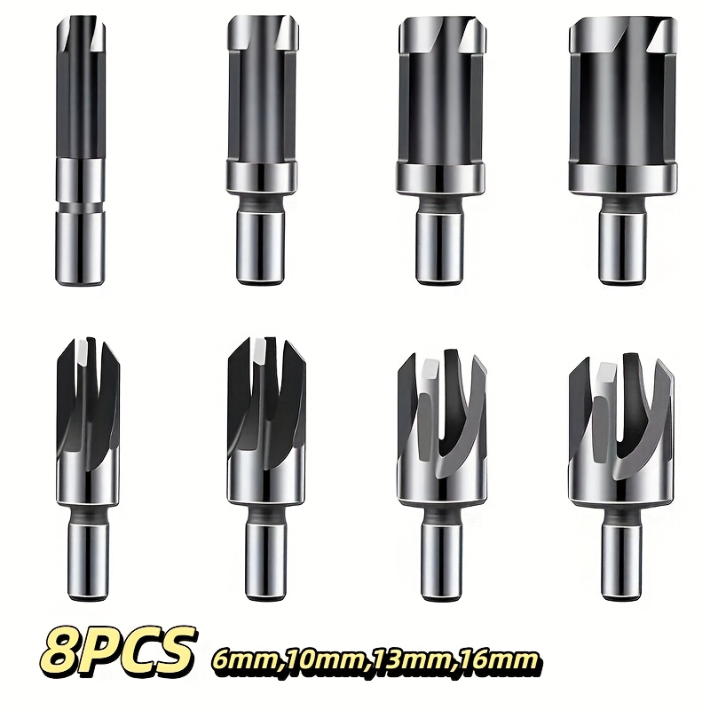 8pcs Wood Plug Drill, Woodworking Claw Cork Drill Tool