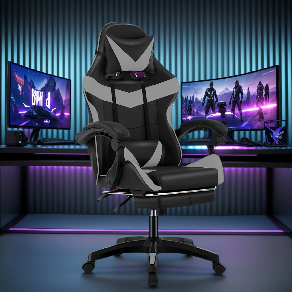Ergonomische gamingstoel met voetensteun
