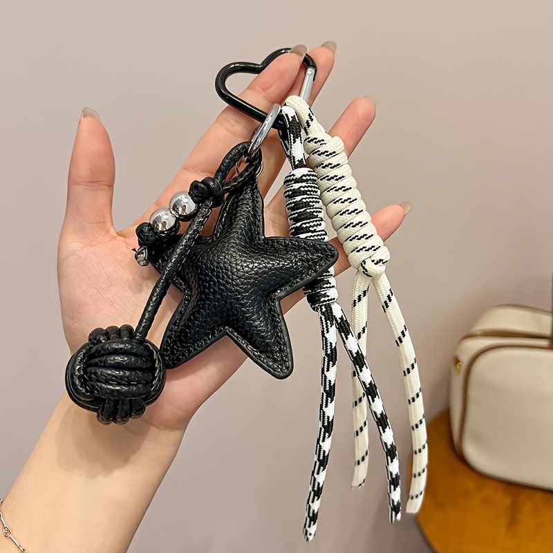 TEMU 【商品名】ファッション フェイクレザー スターバル スターフェイクレザー キーリング 織りロープ 詰め込み バックパック レディース バッグ